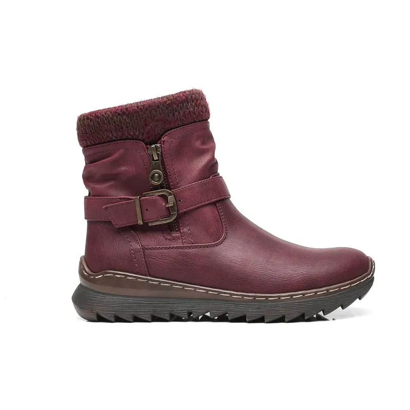 Ivachy Women's Warm Lining Ankle Boots - Cozy insulated winter boots in Wine Size: 6 Wine 6