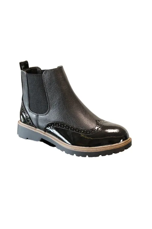 Ivachy Women's Women Chelsea Boots - Classic Brogue in Black Size: 3 Black 3