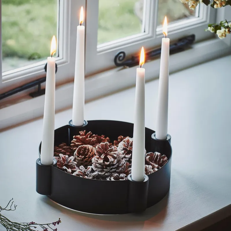 Ivyline - Centrepiece Candle Holder - Mild Steel - L25 x W25 x H7 cm - Black