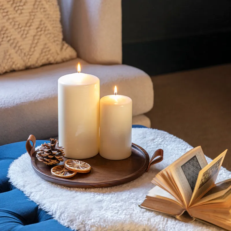 Ivyline - Harvey Walnut Wooden Candle Plate