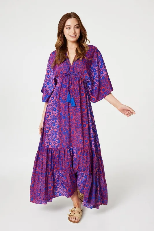 Izabel London Women's Floral Side Split Maxi Dress in Pink Size: 8 Pink 8