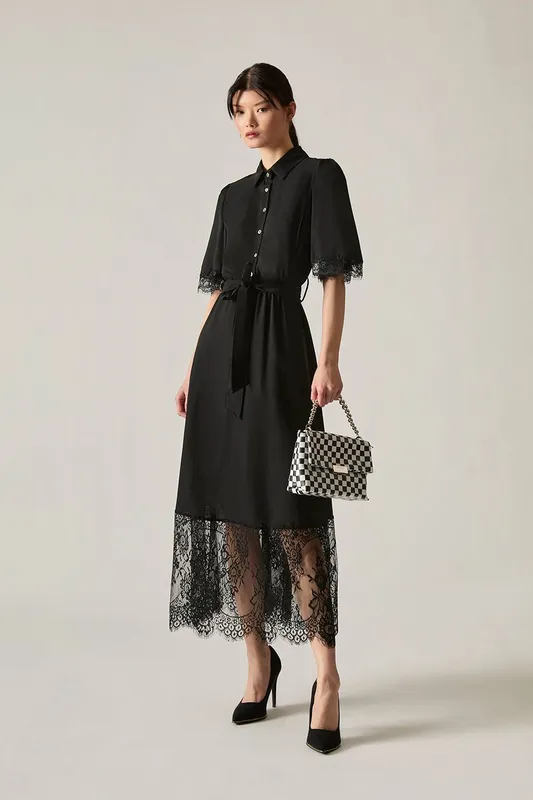 James Lakeland Women's Black Lace Hem Dress Size: 8 - Black