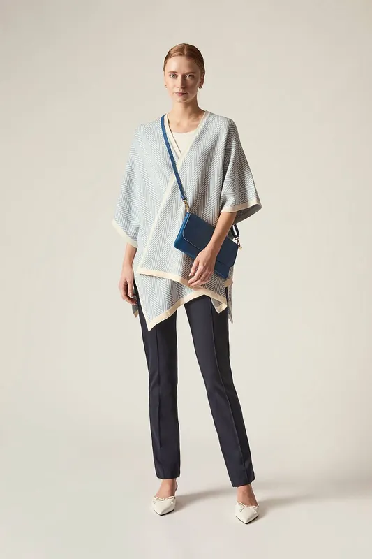 James Lakeland Women's Blue Chevron Knit Wrap