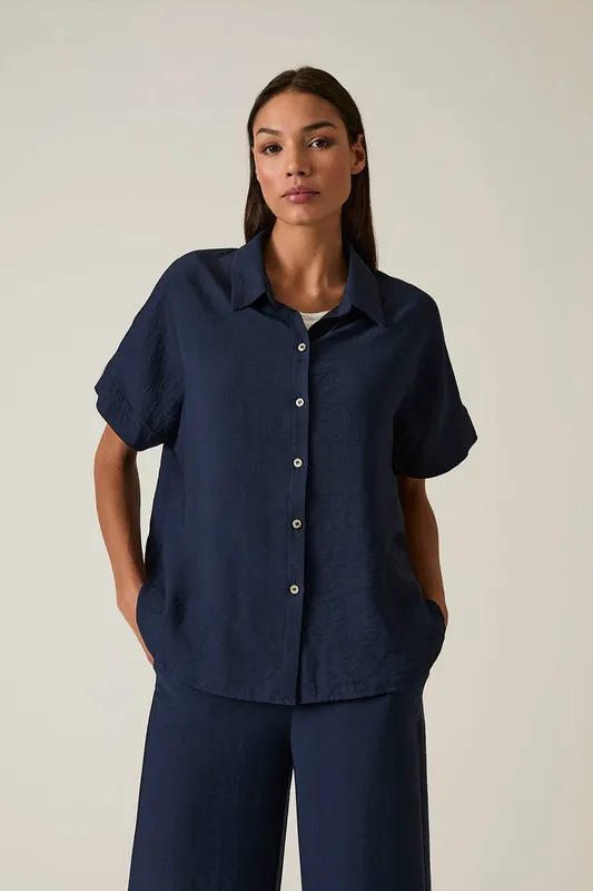 James Lakeland Women's Button-down Navy Top Size: 10 - Navy