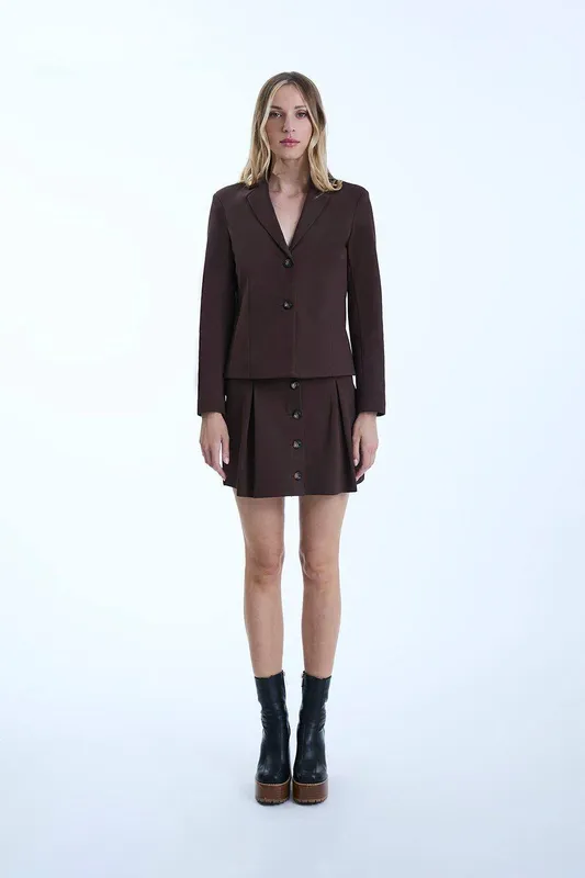 James Lakeland Women's Pin Tuck Brown Button Skirt Size: 20 - Brown