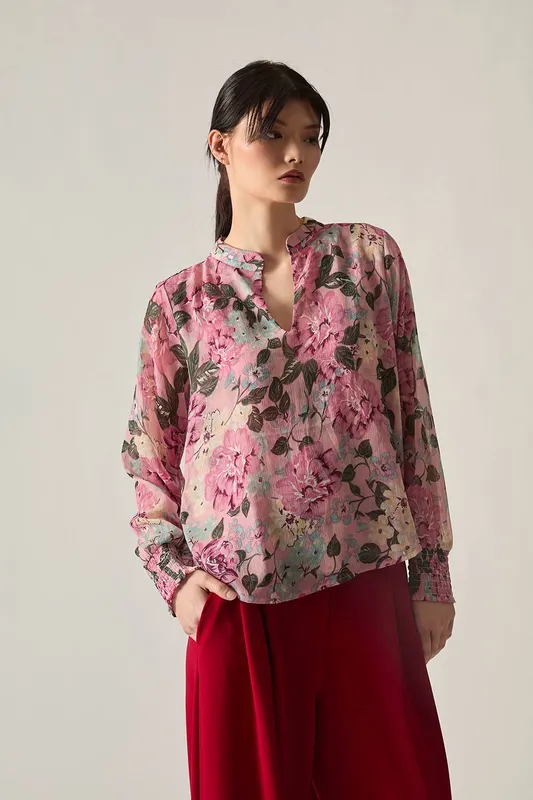 James Lakeland Women's Pink Peony Print Blouse - Size: 20