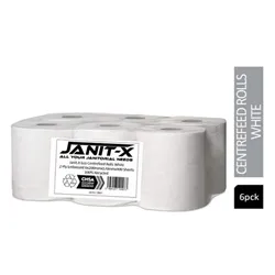 Janit-X Eco 100% Recycled Centrefeed Rolls White 6 x 400s