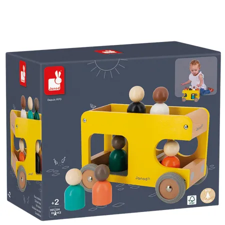 Janod Push-Along School Bus Toy