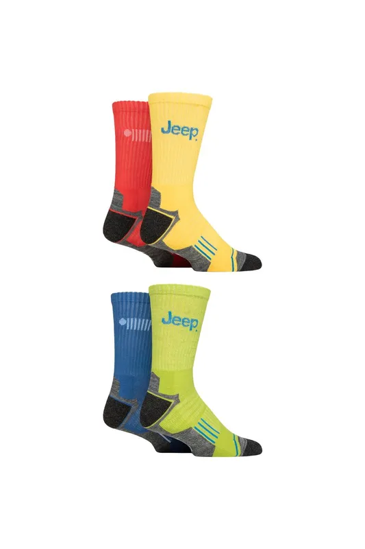 Jeep Men's Mens 4 Pair Technical Performance Crew Sports Socks Size: 6-11 Multicolor 6-11
