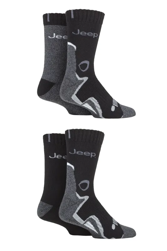 Mens 4 Pair Jeep Performance Boot Socks Black 6-11 Mens - Black - Size: 6-11 Mens