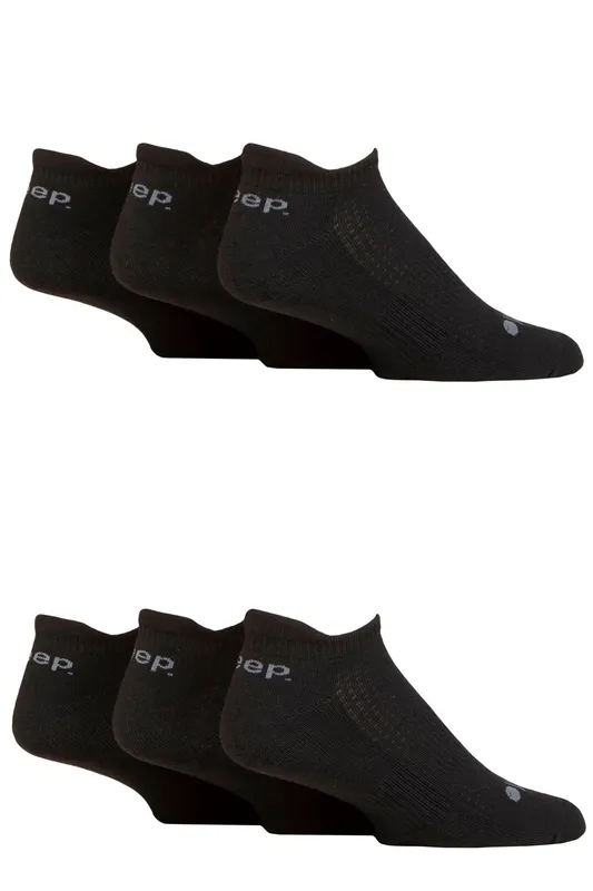 Mens 6 Pair Jeep Performance Trainer Socks Black 6-11 Mens - Black - Size: 6-11 Mens