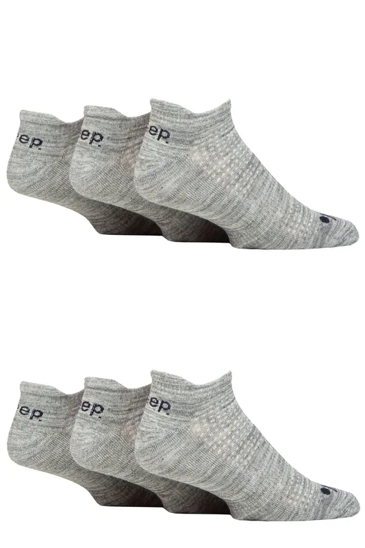 Mens 6 Pair Jeep Performance Trainer Socks Grey 6-11 Mens - Grey - Size: 6-11 Mens