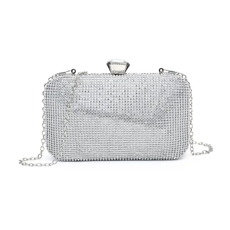 Jfy Women's Crystal Clasp Double-Side Diamante Bag in Silver - Silver