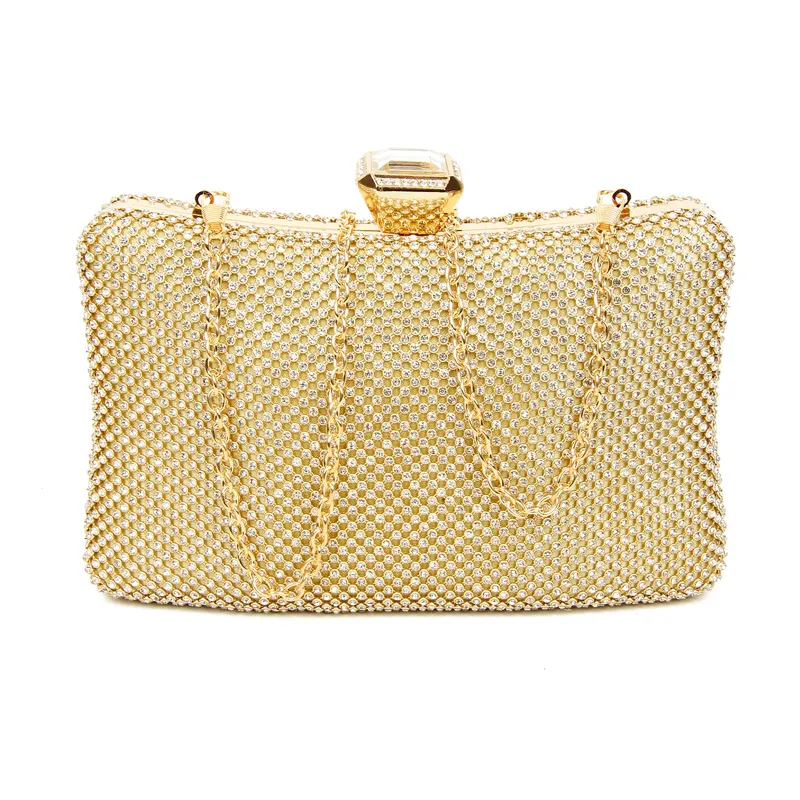 Jfy Women's Crystal Clasp Double Side Diamante Clutch Bag in Gold - Gold