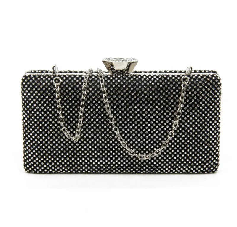 Jfy Women's Diamante Clasp Double Side Diamante Bag in Black - Black