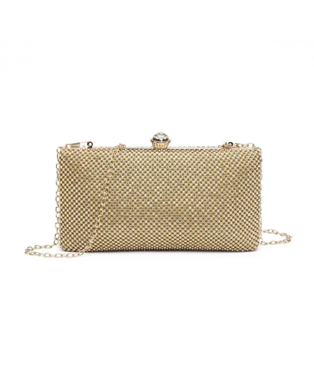Jfy Women's Diamante Clasp Double Side Diamante Bag in Gold - Gold