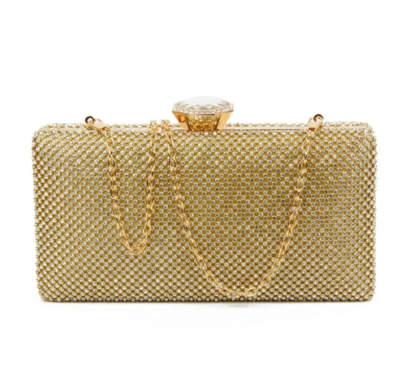 Jfy Women's Diamante Clasp Double Side Diamante Bag in Gold - Gold