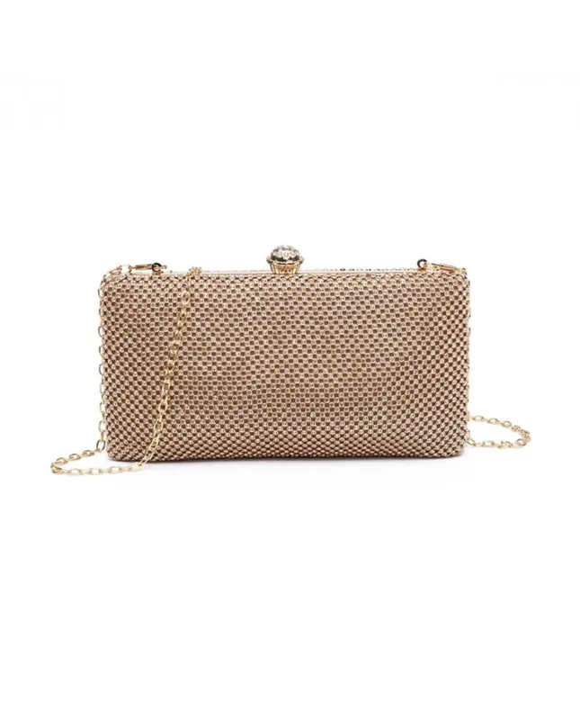 Jfy Women's Diamante Clasp Double Side Diamante Bag in Rose Gold - Rose Gold