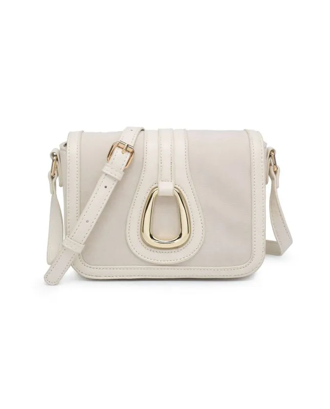 Jfy Women's Flap Magnetic Button Clasp Cross Body Bag in Beige - Beige