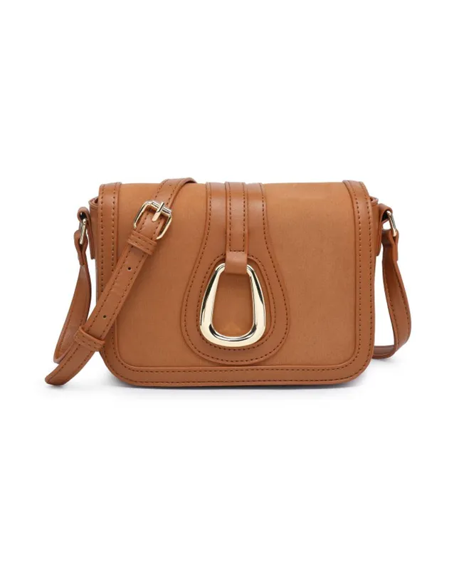 Jfy Women's Flap Magnetic Button Clasp Cross Body Bag in Tan - Tan