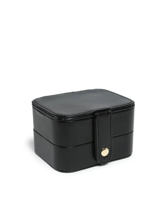 Jfy Women's Mirror 2 Layers Jewellery Storage Box in Black - Black