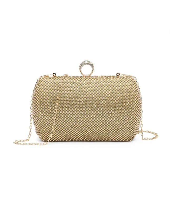 Jfy Women's Ring Clasp Double-Side Diamante Bag in Gold - Gold
