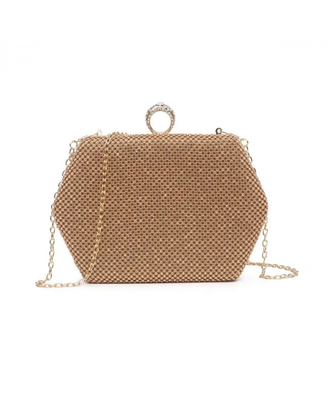 Jfy Women's Ring Clasp Double Side Diamante Bag in Rose Gold - Rose Gold