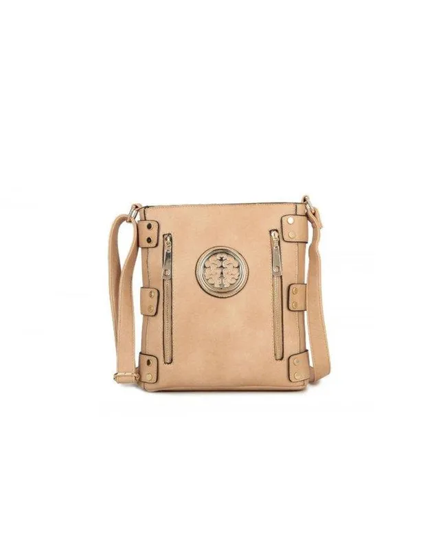 Jfy Women's Zip Pockets Crossbody in Beige - Beige