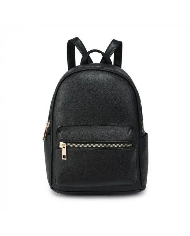 Jfy Women's Zipped Pockets Backpack in Black Black