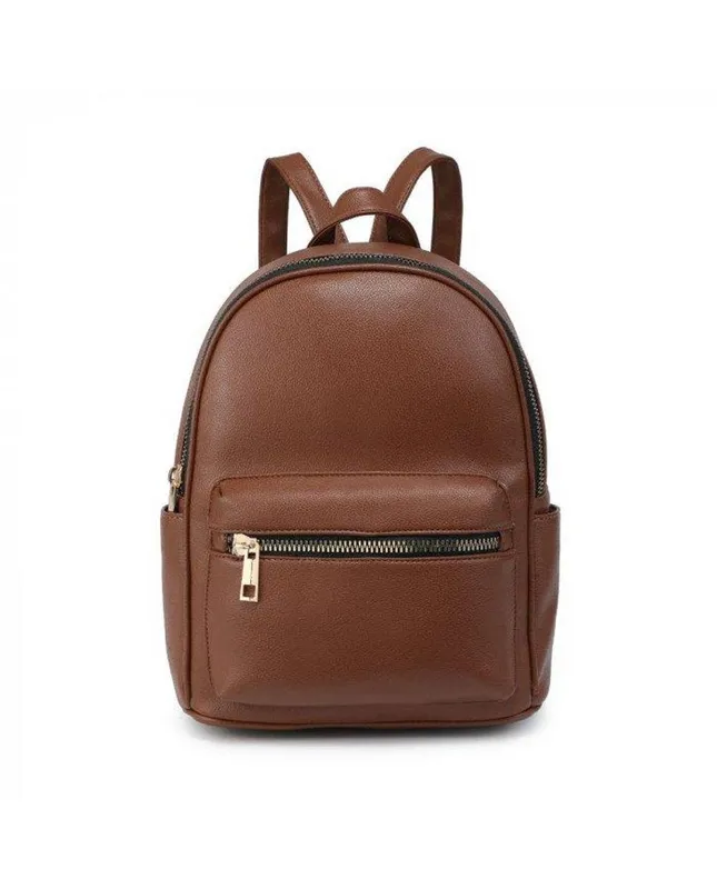 Jfy Women's Zipped Pockets Backpack in Brown - Brown