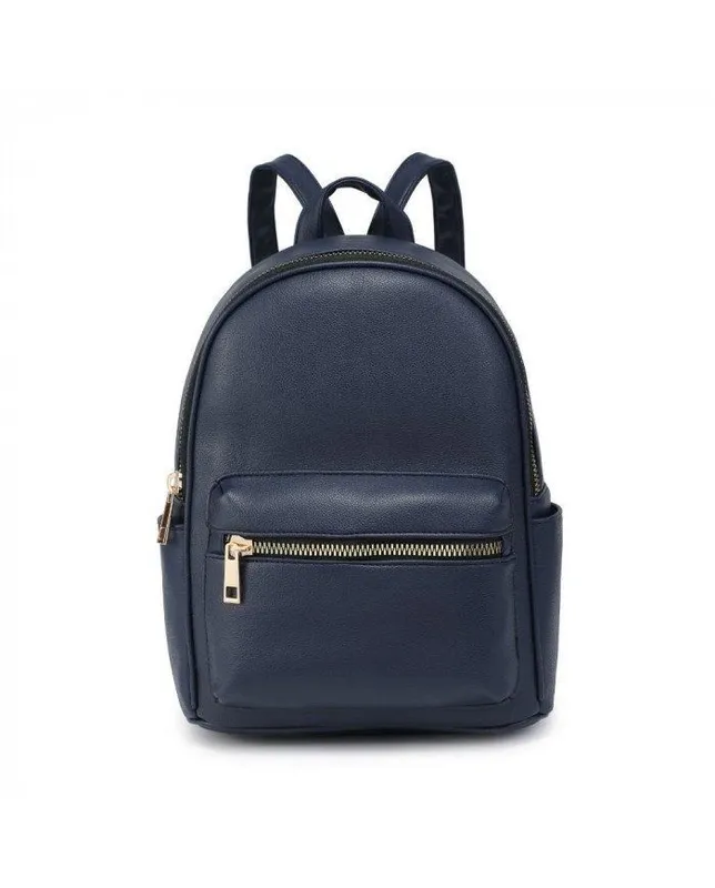 Jfy Women's Zipped Pockets Backpack in Dark Blue Dark Blue