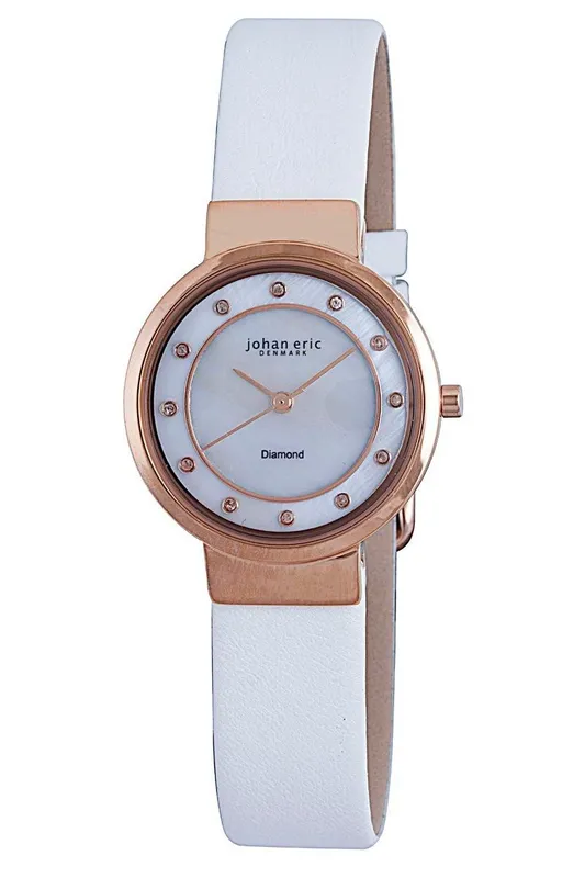 Johan Eric Women's Arhus Diamond Mother Of Pearl Watch in White White One Size