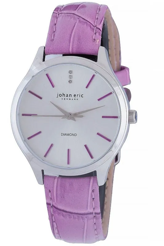 Johan Eric Women's Herlev Pink Leather Silver Dial Watch in Purple Purple One Size