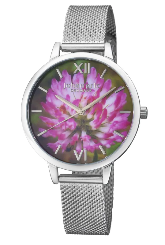 Johan Eric Womens 38mm Rodklover Flower Watch W/ Mesh Strap, Silvertone - White & Rose Gold - One Size
