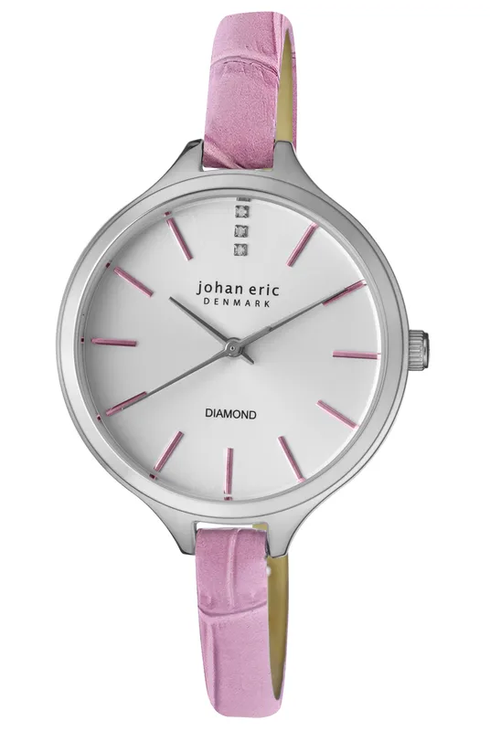 Johan Eric Women's Herlev Slim Silver Watch in Pink Pink
