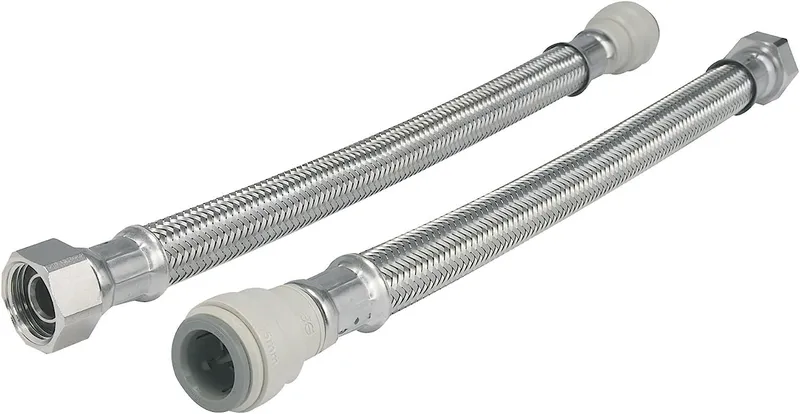 John Guest Braided Hose 1000mm - 15mm X 1/2 in Silver Silver
