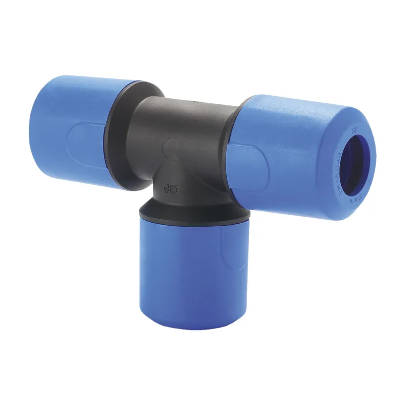 John Guest Push Fit Mdpe Blue Equal Tee 20mm UG201B (Pack of 2) Blue