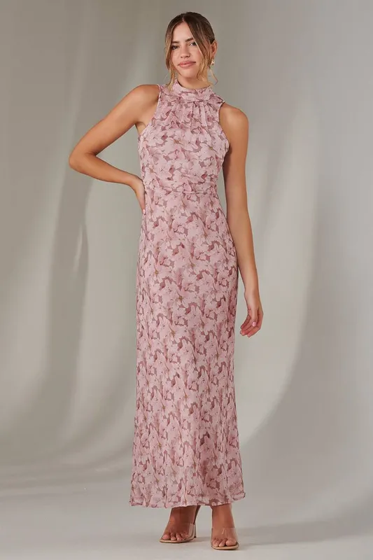 Jolie Moi Women's Chiffon Maxi Dress in Light Pink Size: 18 - Light Pink