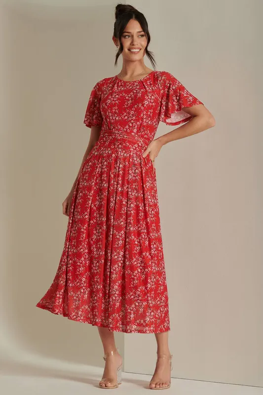 Jolie Moi Women's Rexina Maxi Mesh Dress in Red Size: 8 - Red