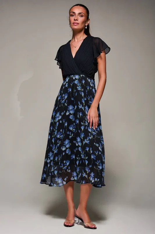 Jolie Moi Women's Two Tone Chiffon Midi Dress in Blue Size: 8 Blue 8