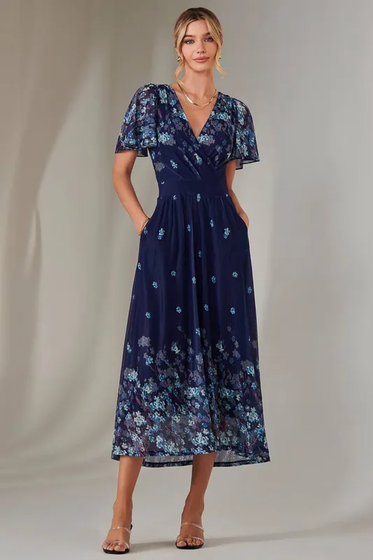 Jolie Moi Women's Wrap Maxi Dress in Navy Size: 10 - Navy - Size: 10