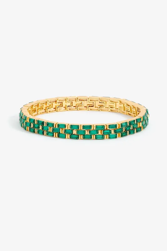Jon Richard Women's Gold Plated & Emerald Chain Stretch Bracelet - Gold