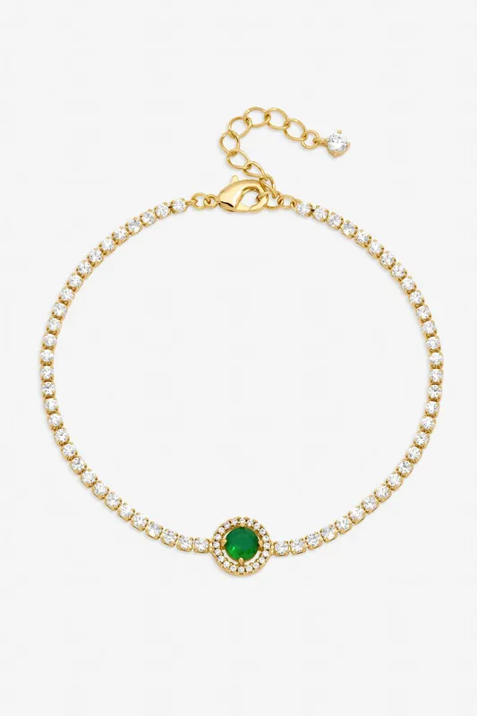Jon Richard Women's Gold Plated & Emerald Crystal Stone Bracelet - Gold