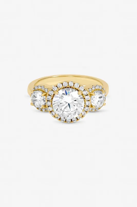 Jon Richard Women's Gold Plated Triple Stone Ring Size: Large Gold L