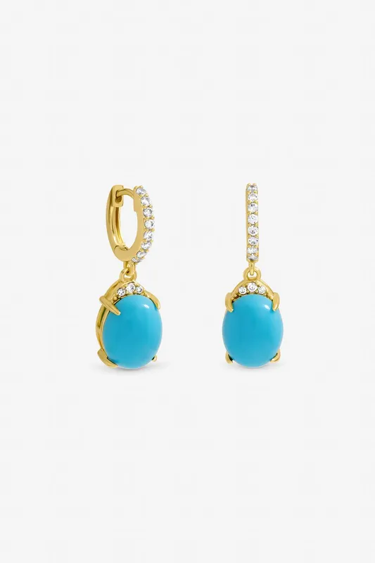 Jon Richard Women's Gold Plated & Turquoise Stone Earrings - Gold - Size: One Size