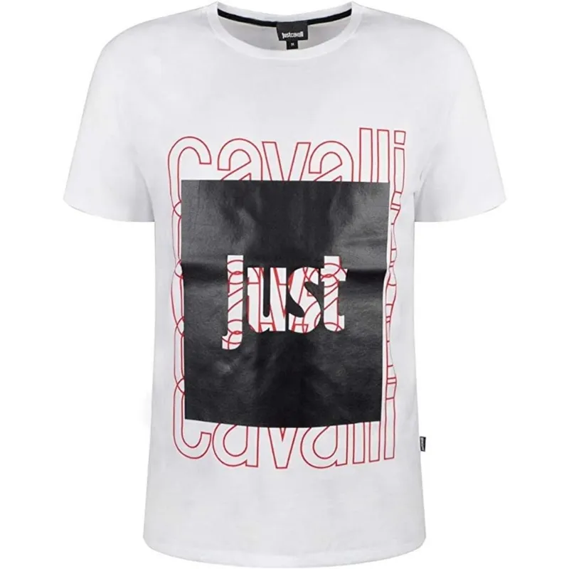 Just Cavalli Men's Box Logo White T-Shirt Size: Small White S