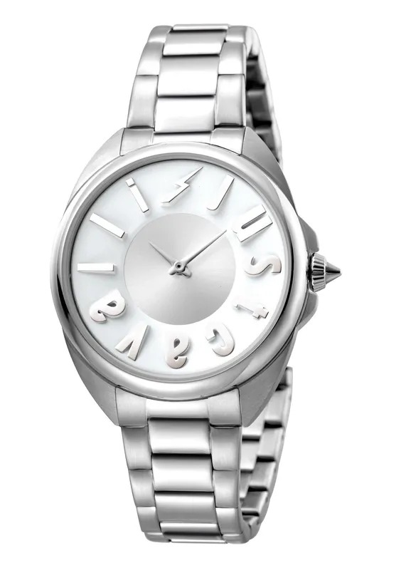 Just Cavalli Women's Logo Silver Dial Stainless Steel Watch - Silver
