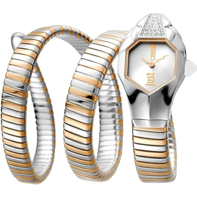 Just Cavalli Women's Signature Snake Watch in Silver - Silver