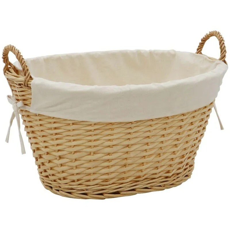 Jvl Hand Woven Acacia Oval Laundry Willow Storage Basket with Lining in Gold Size: Small Gold