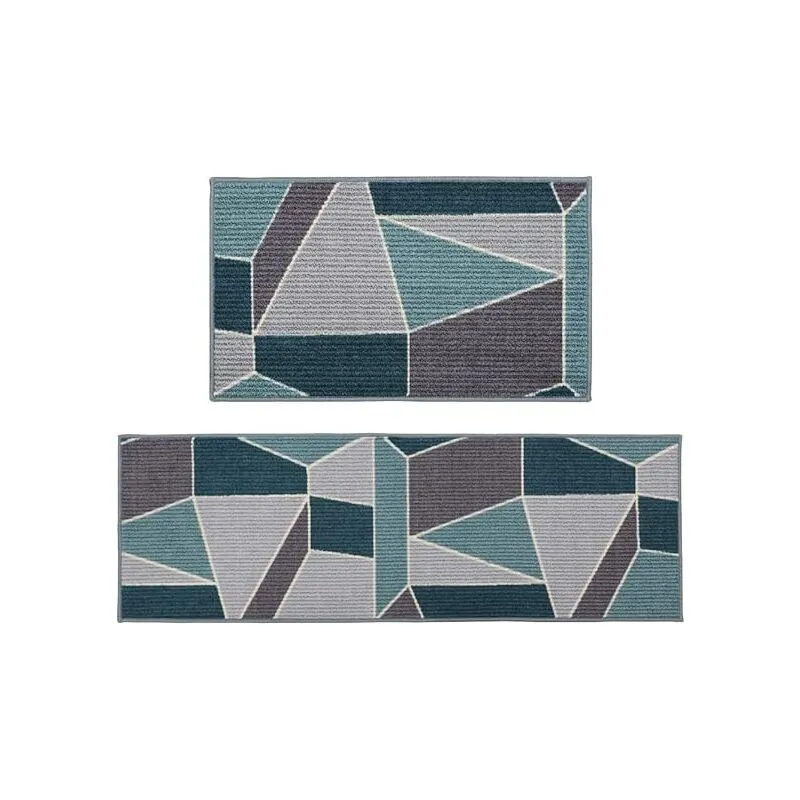 Jvl Fiora Machine Washable Doormat and Runner, Duck Egg